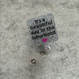 Glittery Badge Reel with Heart